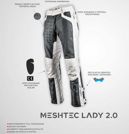 Spodnie motocyklowe turystyczne letnie ADRENALINE MESHTEC LADY 2.0 PPE