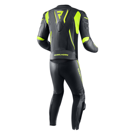 Spodnie skórzane REBELHORN FIGHTER Black/Flo Yellow