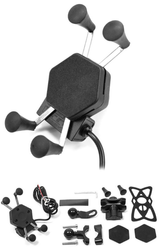 Uchwyt motocyklowy typ ram "L" z ładowarką BIKETEC