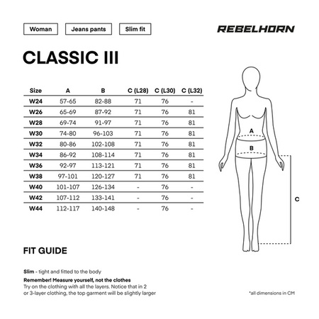 Spodnie Jeans Rebelhorn Classic III Lady Slim Fit Washed Blue L30