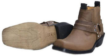 Buty skórzane motocyklowe KOWBOJKI KRÓTKIE Brązowe na choppera klasyk retro