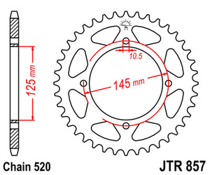 Zębatka tylnia JT 857.45 YAMAHA XT 600E '90-03, XT 660Z TENERE '91-00