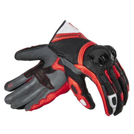 Rękawice skórzane REBELHORN ST SHORT Black/Grey/Red