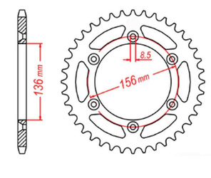 Zębatka tylna JTR 822.45 HUSQVARNA TE, TE 610, SMR 450/630, SUZUKI DR350