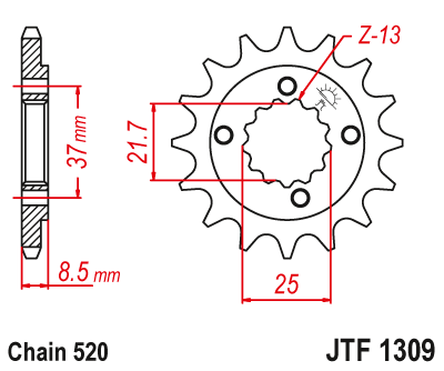 Zębatka przód JTF309.15 HONDA (ŁAŃC. 520) (JTF1309.15)