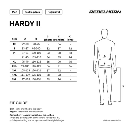 Spodnie tekstylne REBELHORN HARDY II Black (KRÓTKA NOGAWKA)