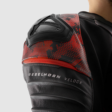 Kurtka Skórzana Rebelhorn Veloce Camo Black/Fluo Red