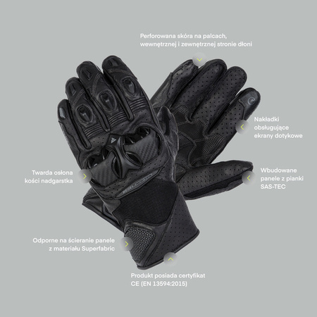 Rękawice skórzane REBELHORN FLUX II Black