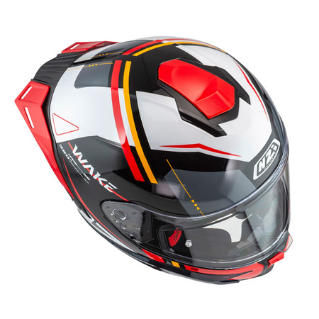 KASK MOTOCYKLOWY NZI WAKE STREAM BOOSTER STRIPES BLACK WHITE RED