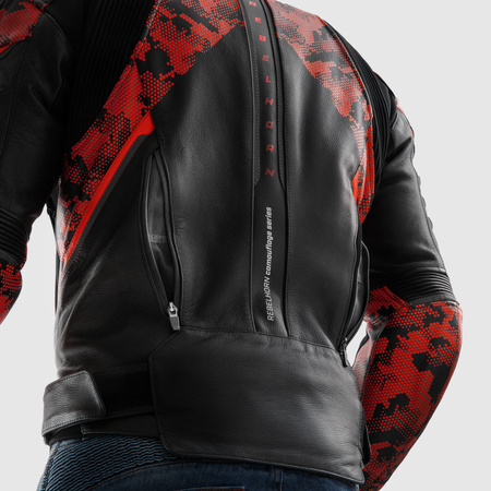 Kurtka Skórzana Rebelhorn Veloce Camo Black/Fluo Red