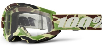 Gogle 100% Strata 2 War zielony brązowy Camo szybka przeźroczysta
