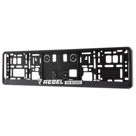Ramki Na Rejestrację Samochodową Rebelhorn Rebel On Board Black 2 Szt przód tył
