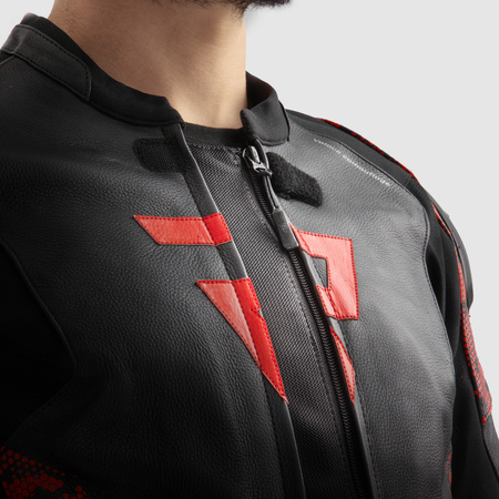 Kurtka Skórzana Rebelhorn Veloce Camo Black/Fluo Red