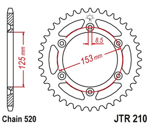 Zębatka tylna JTR 210.45 HONDA CR/CRF '83-'25
