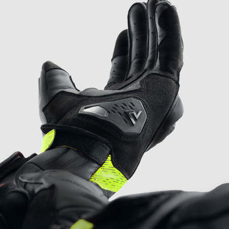 Rękawice Skórzane REBELHORN Viper Black/Grey/Fluo Yellow 