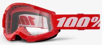 100% Strata 2 Gogle Motocyklowe MX Enduro Off-Road Czerwony Clear Lens
