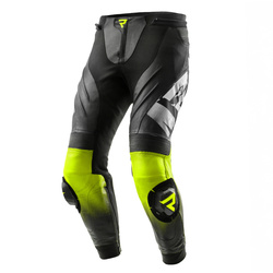Motocyklowe Spodnie Skórzane Rebelhorn Inferno Black/White/Fluo Yellow