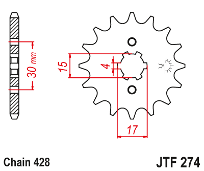 Przednia zębatka motocyklowa JT Honda MTX 80R '87-'92 (ŁAŃC. 428)