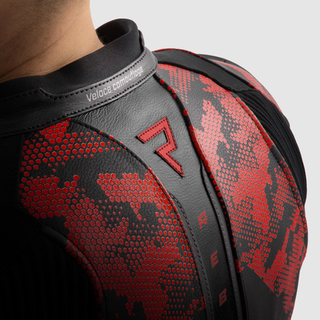 Kurtka Skórzana Rebelhorn Veloce Camo Black/Fluo Red