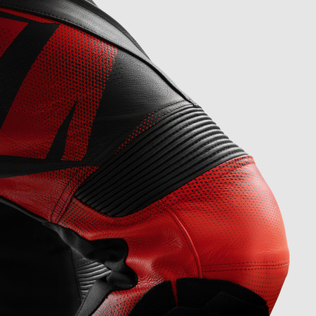 Motocyklowe Spodnie Skórzane Rebelhorn Inferno Black/Fluo Red