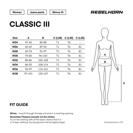 Spodnie Jeans Rebelhorn Classic III Lady Skinny Fit Black L28