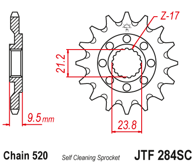 Przednia zębatka JT Honda CR 250, CRF 450 CRF 250 R, TRX 450/700 samoczyszcząca