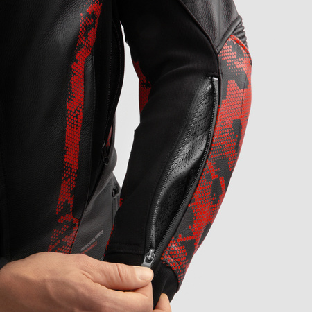 Kurtka Skórzana Rebelhorn Veloce Camo Black/Fluo Red