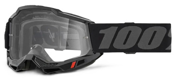 100% Accuri 2 OTG Gogle Motocyklowe MX Enduro Off-Road Czarny Szary Clear Lens