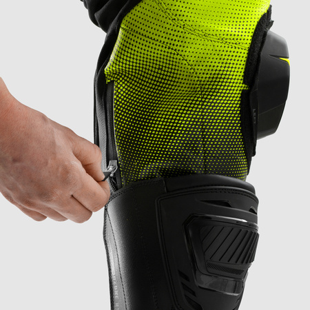 Motocyklowe Spodnie Skórzane Rebelhorn Inferno Black/White/Fluo Yellow