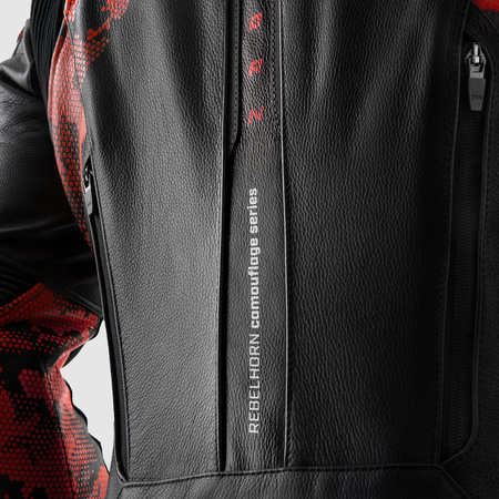 Kurtka Skórzana Rebelhorn Veloce Camo Black/Fluo Red
