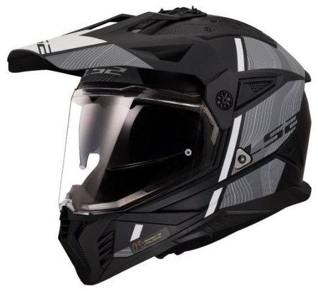 Kask motocyklowy enduro LS2 MX702 PIONEER II HILL MATT BLACK/WHITE
