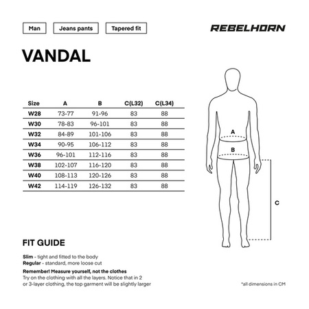 Spodnie jeans REBELHORN vandal denim blue L32