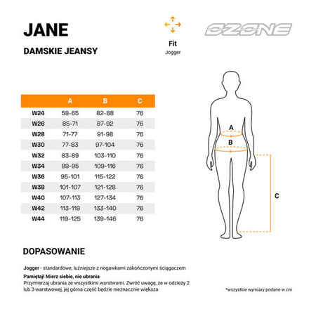 Spodnie Jeans OZONE Jane Lady Jogger Fit Black L30