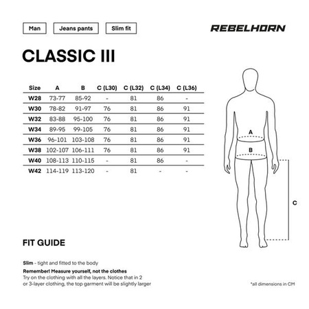 Spodnie jeans REBELHORN Classic III Slim fit washed blue L36