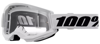 Gogle motocyklowe 100% Strata 2 Youth White – dla dzieci i młodzieży, szybka przezroczysta