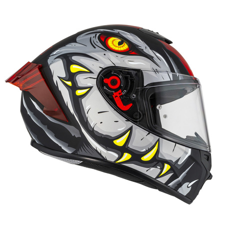 KASK MOTOCYKLOWY NZI TRENDY STREAM RAPTOR BLACK GREY RED S MATT