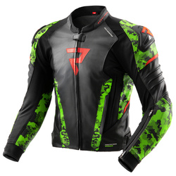 Kurtka Skórzana Rebelhorn Veloce Camo Black/Green/Fluo Red