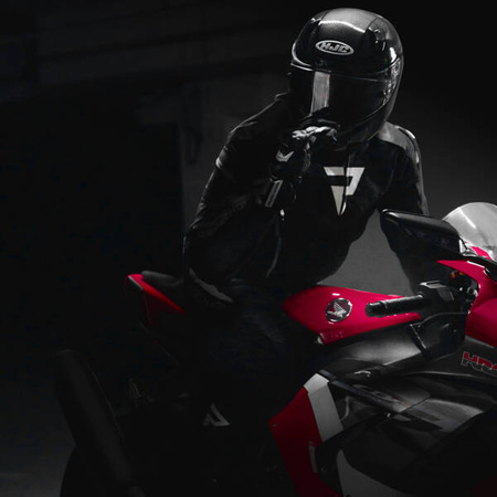Spodnie skórzane REBELHORN FIGHTER Black/Flo Red