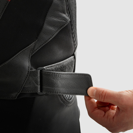 Motocyklowa Kurtka Skórzana Rebelhorn Inferno Black/Fluo Red z garbem