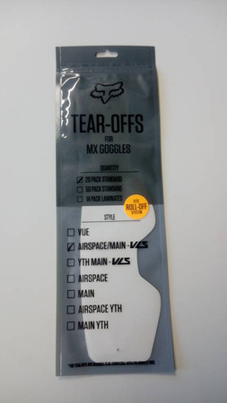 Zrywki Tear-Off Do Gogli FOX Airspace/Main Ii Std Tear Off Clear