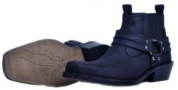 Buty skórzane motocyklowe KOWBOJKI KRÓTKIE Czarne chopper klasyk