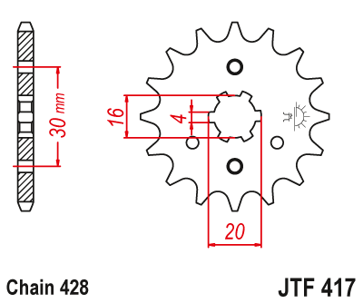 Zębatka przód JT 517 13 Kawasaki JTF517.13 (ŁAŃC. 428)