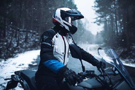 Kurtka motocyklowa turystyczna Trohn Modeka popielaty niebieski