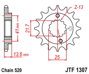 Zębatka przednia JTF1307.14 2093 14 KAWASAKI ZX6R '03-'06 (2093M14JT) (ŁAŃC. 520)