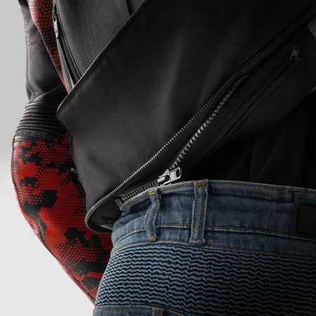 Kurtka Skórzana Rebelhorn Veloce Camo Black/Fluo Red