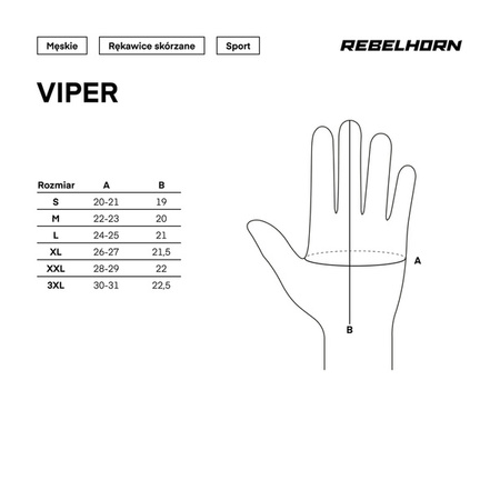 Rękawice Skórzane REBELHORN Viper Black/Grey/Fluo Red