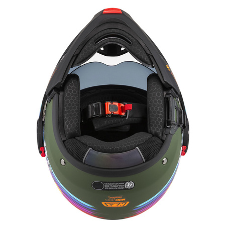 KASK MOTOCYKLOWY NZI MINIMOD DUO RAINBOW GREENBLACK SILVER MATT