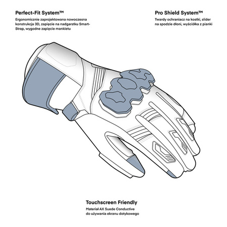 Rękawice Skórzane REBELHORN Viper Black/Grey/Fluo Red