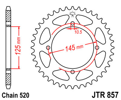 Zębatka tylnia JT 857.45 YAMAHA XT 600E '90-03, XT 660Z TENERE '91-00