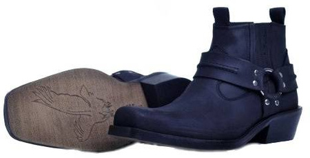 Buty skórzane motocyklowe KOWBOJKI KRÓTKIE Czarne chopper klasyk